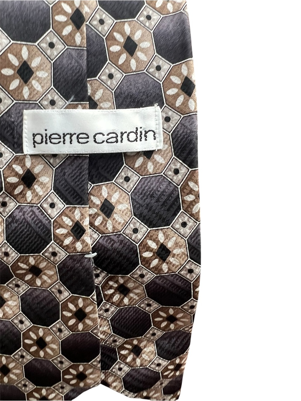 Pierre Cardin Brown and Black Geometric Silk Tie60”x4”
